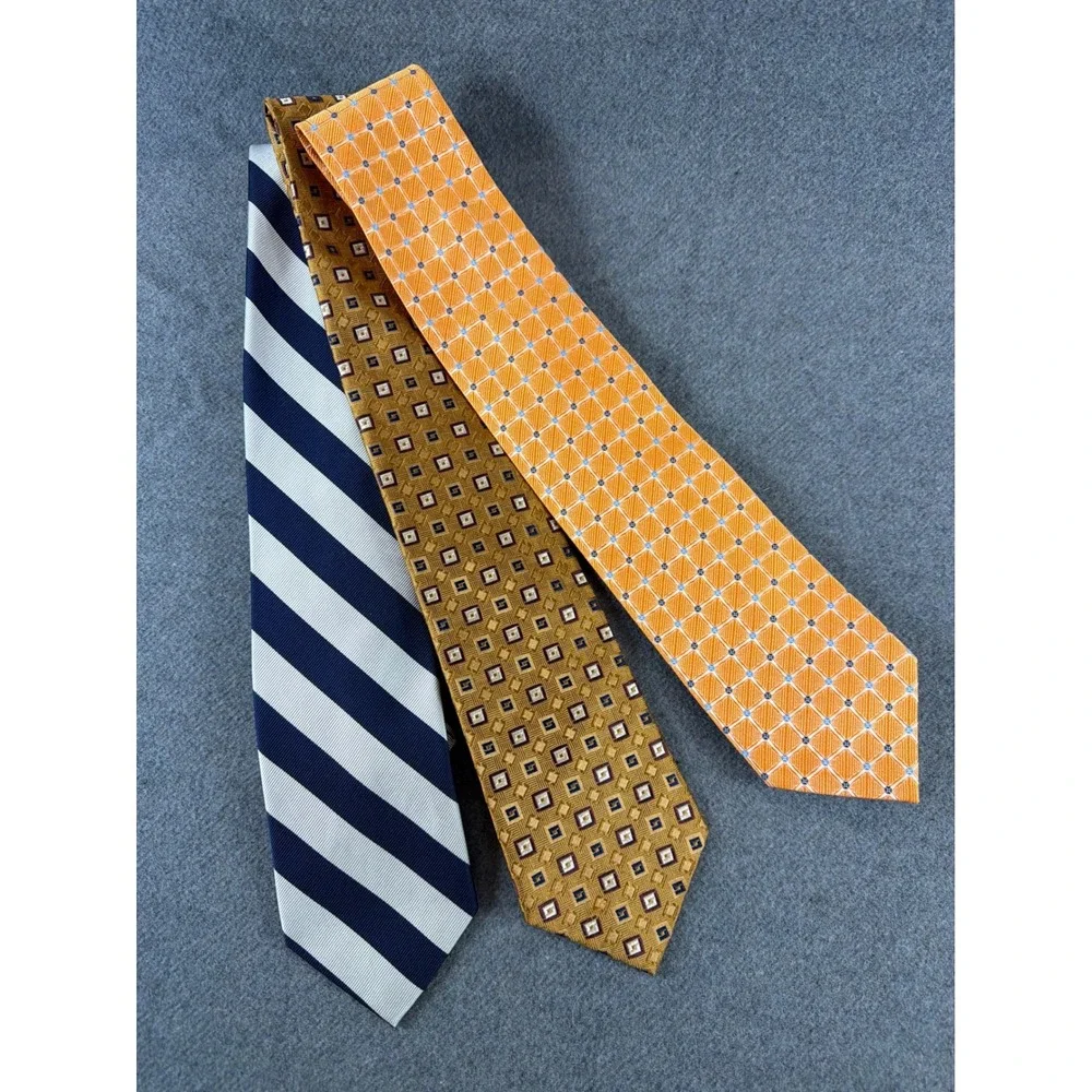 Jos. A. Bank Necktie Set of 3 100% Silk Multi‎ Color Silk Striped Geometric